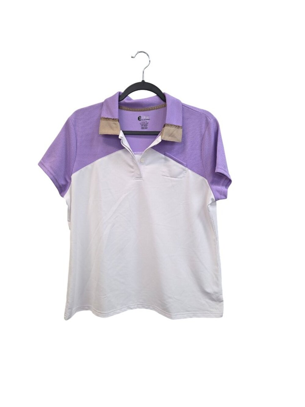 Izod Cool FX Womens XL Purple White Short Sleeve Polo 2483